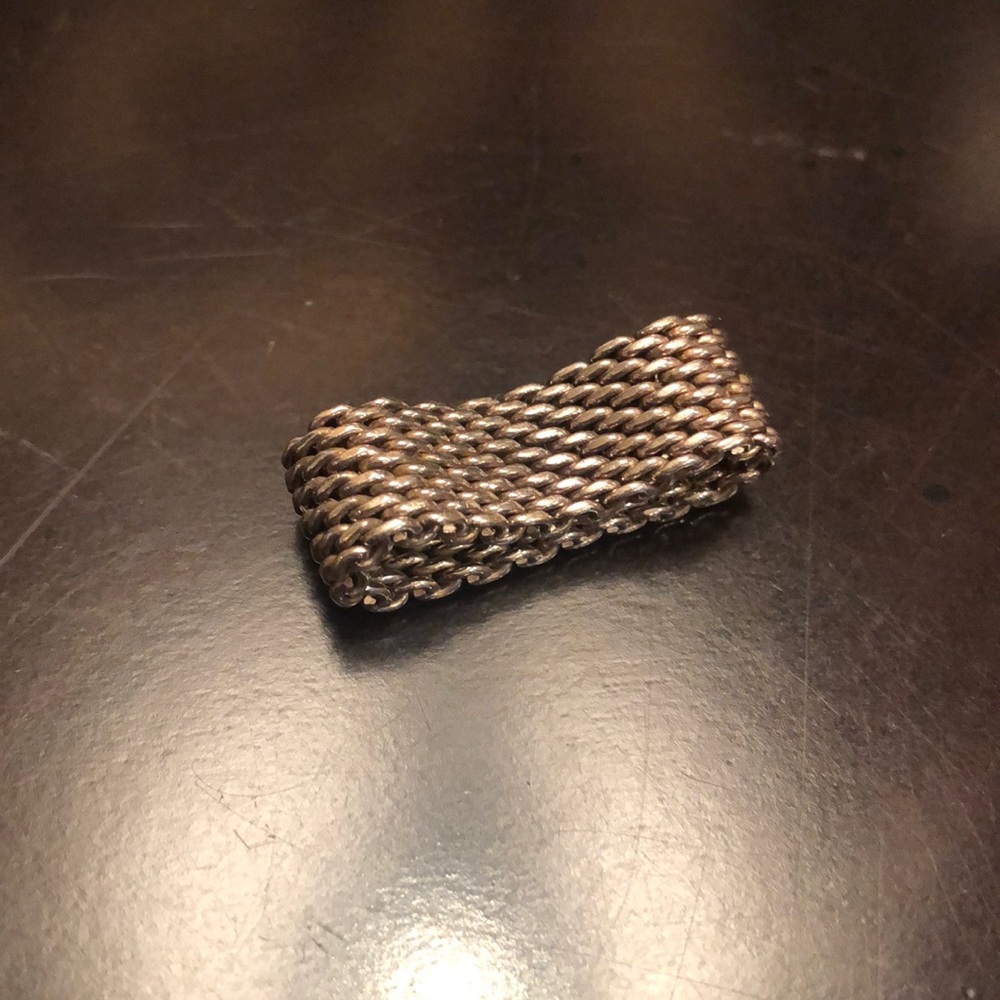 Tiffany mesh ring. Worn but still in good condition.